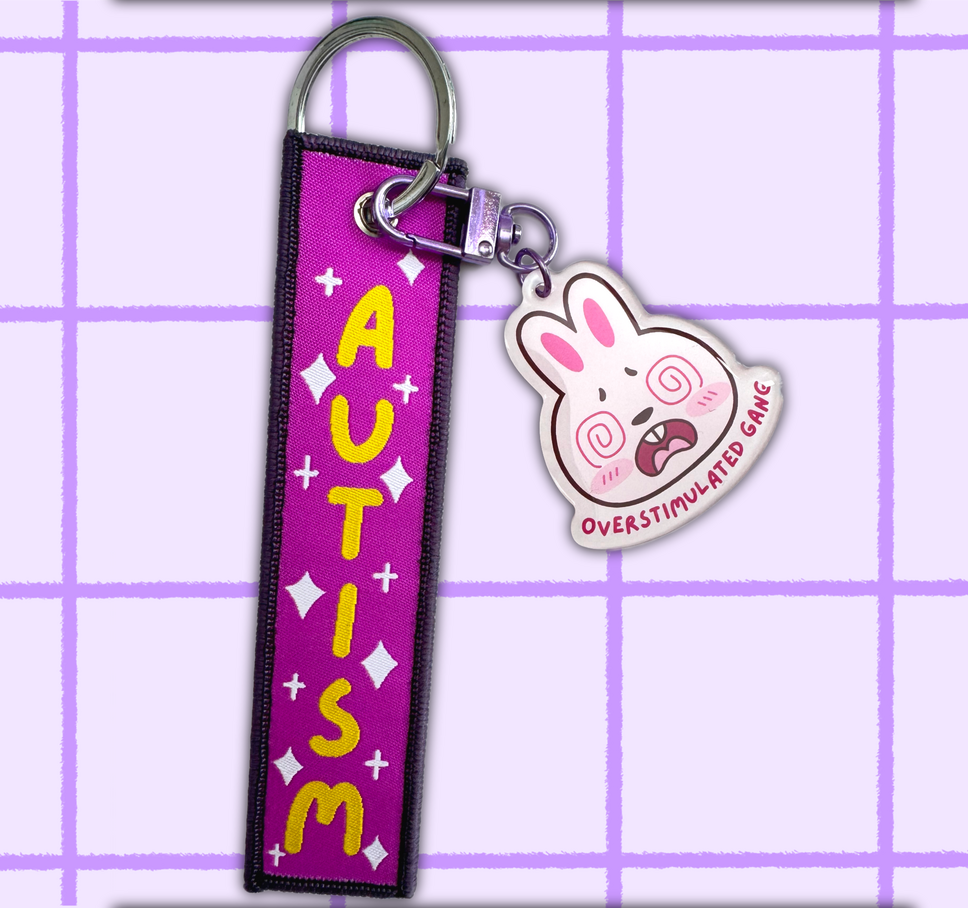 Autism Embroidered Keytag Keychain