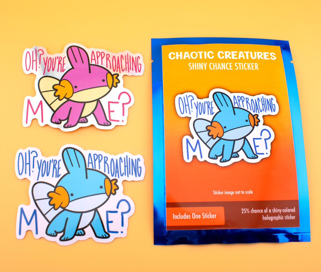 Shiny Chance Chaotic Creature Approaching Axolotl Sticker