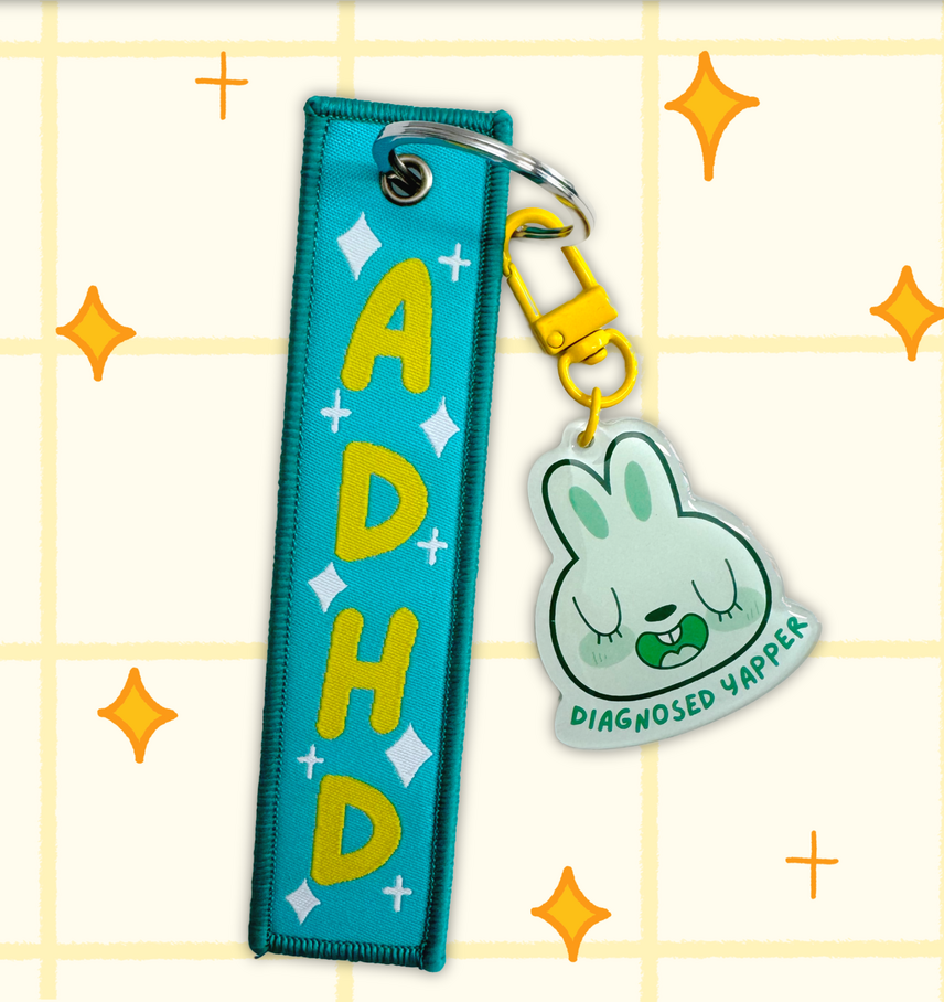 ADHD Embroidered Keytag Keychain